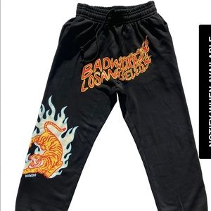 Badwood Black Twin Flame Sweatpants Unisex size XL